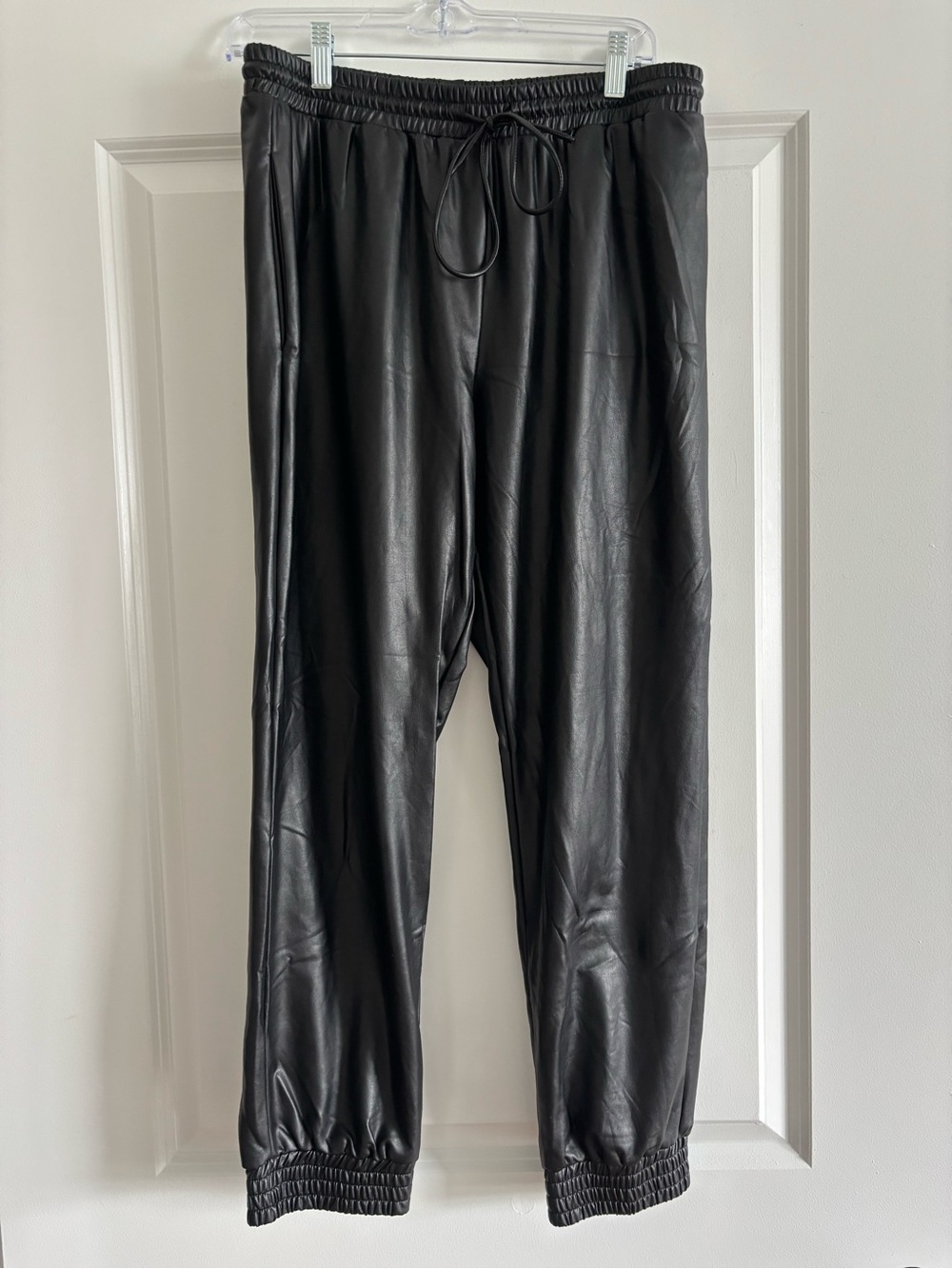 Women’s Black Leather Joggers
